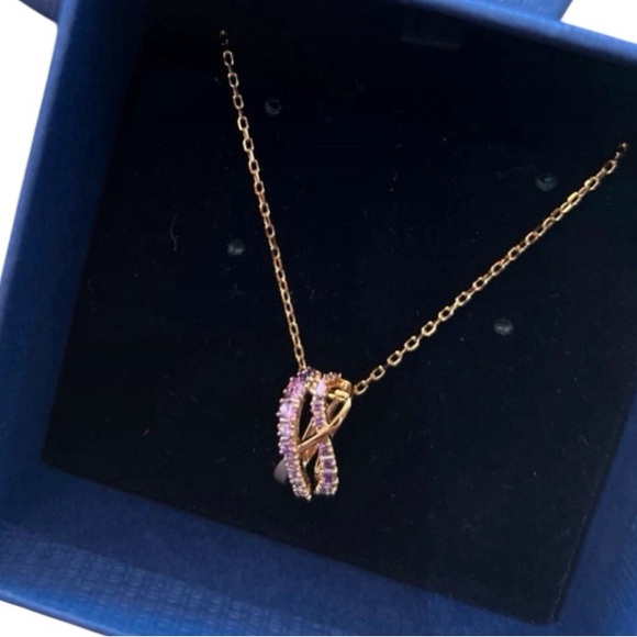 Swarovski Twist Rows Pendant Necklace 
Purple, Rosegold plated - Picture 8 of 13
